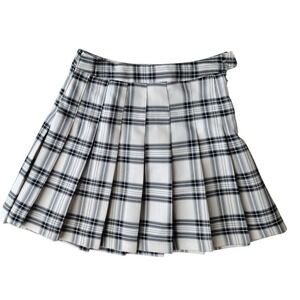 Hesperus Skirt‎ Women Medium Black Beige Pleated Junior Goth Grunge Mini Casual
